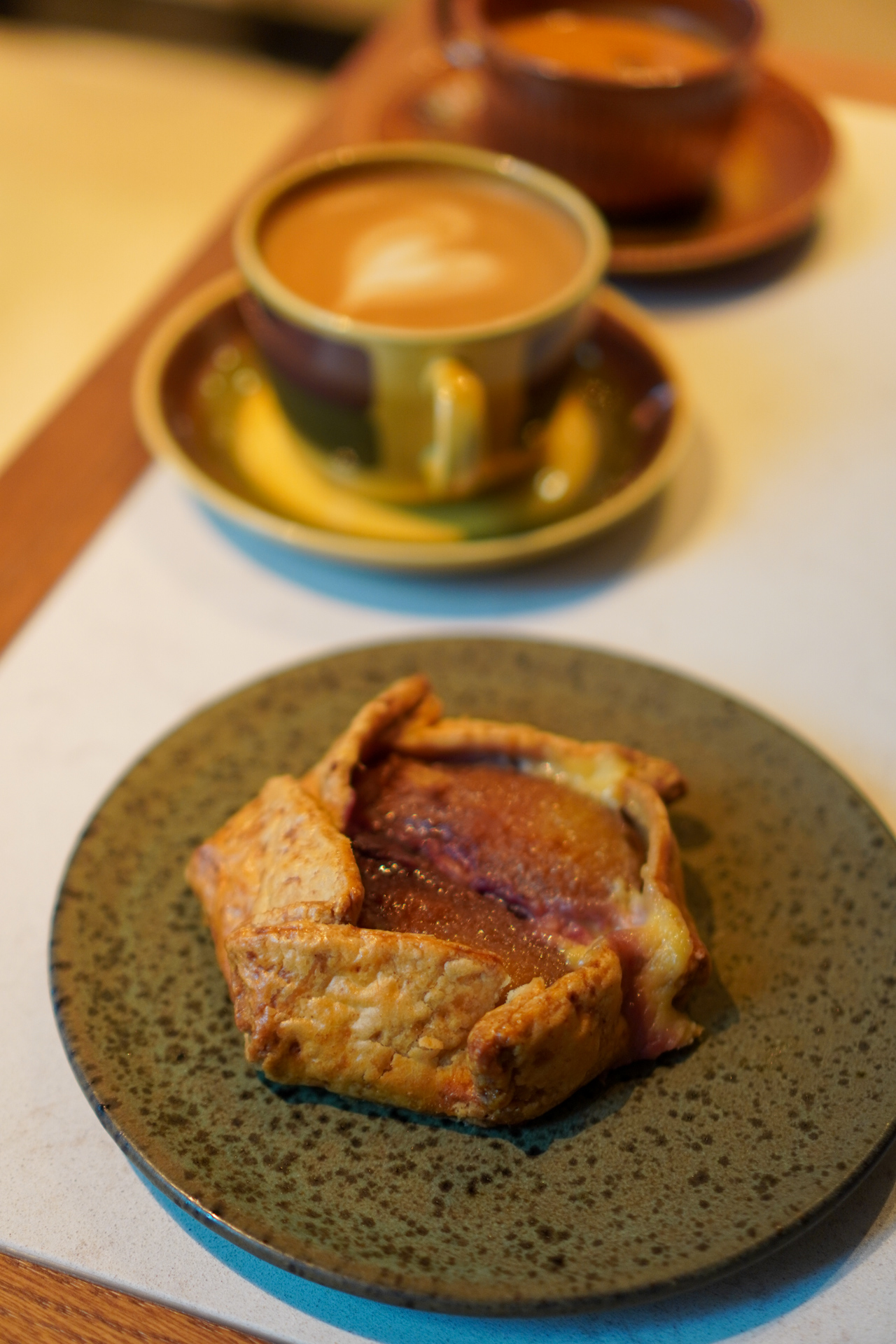 Galette with pear and blackcurrant. Credo is the only café in Oslo that serves coffee brewed with beans from the Trondheim-based Pala coffee roastery.