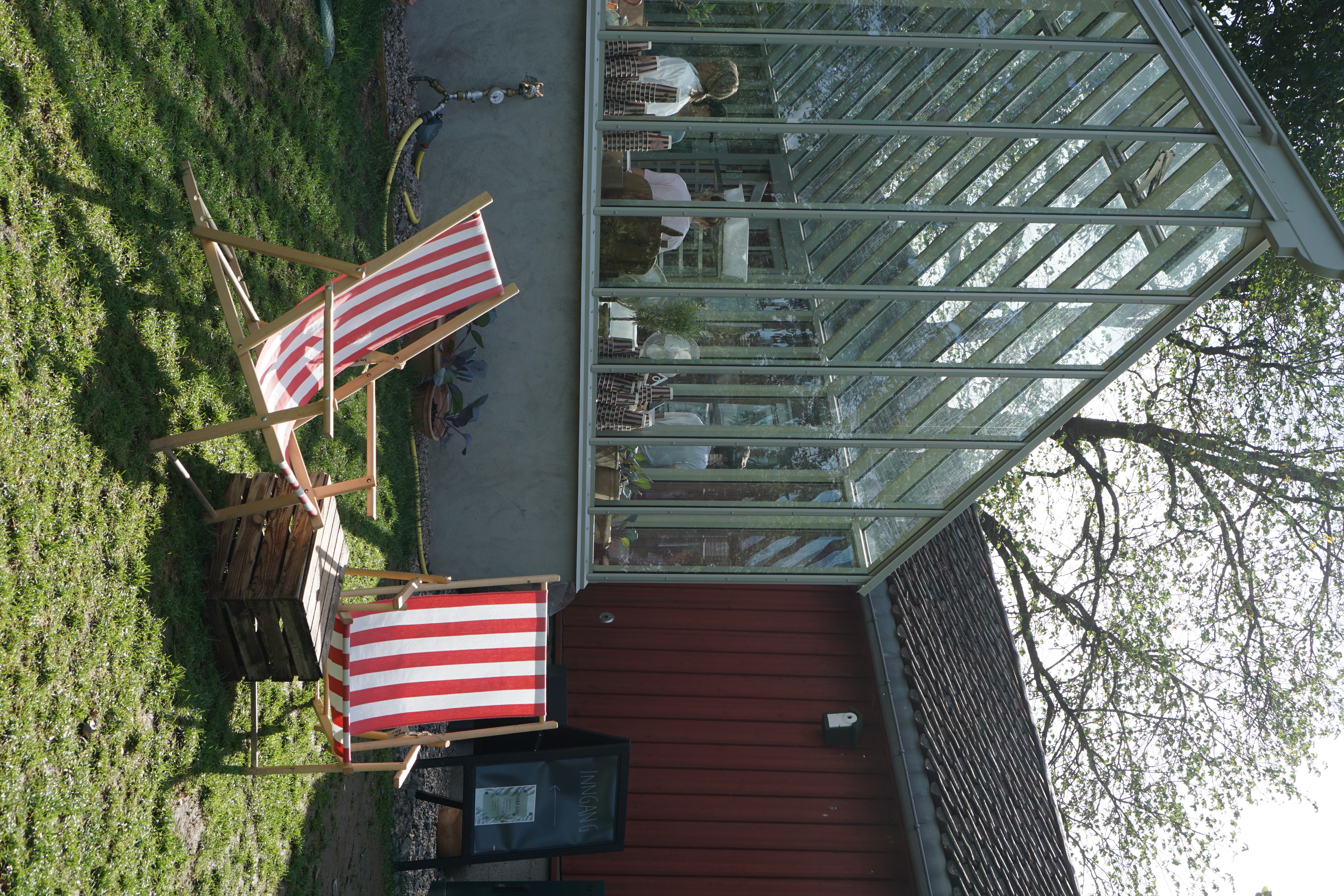 Seating outside greenhouse