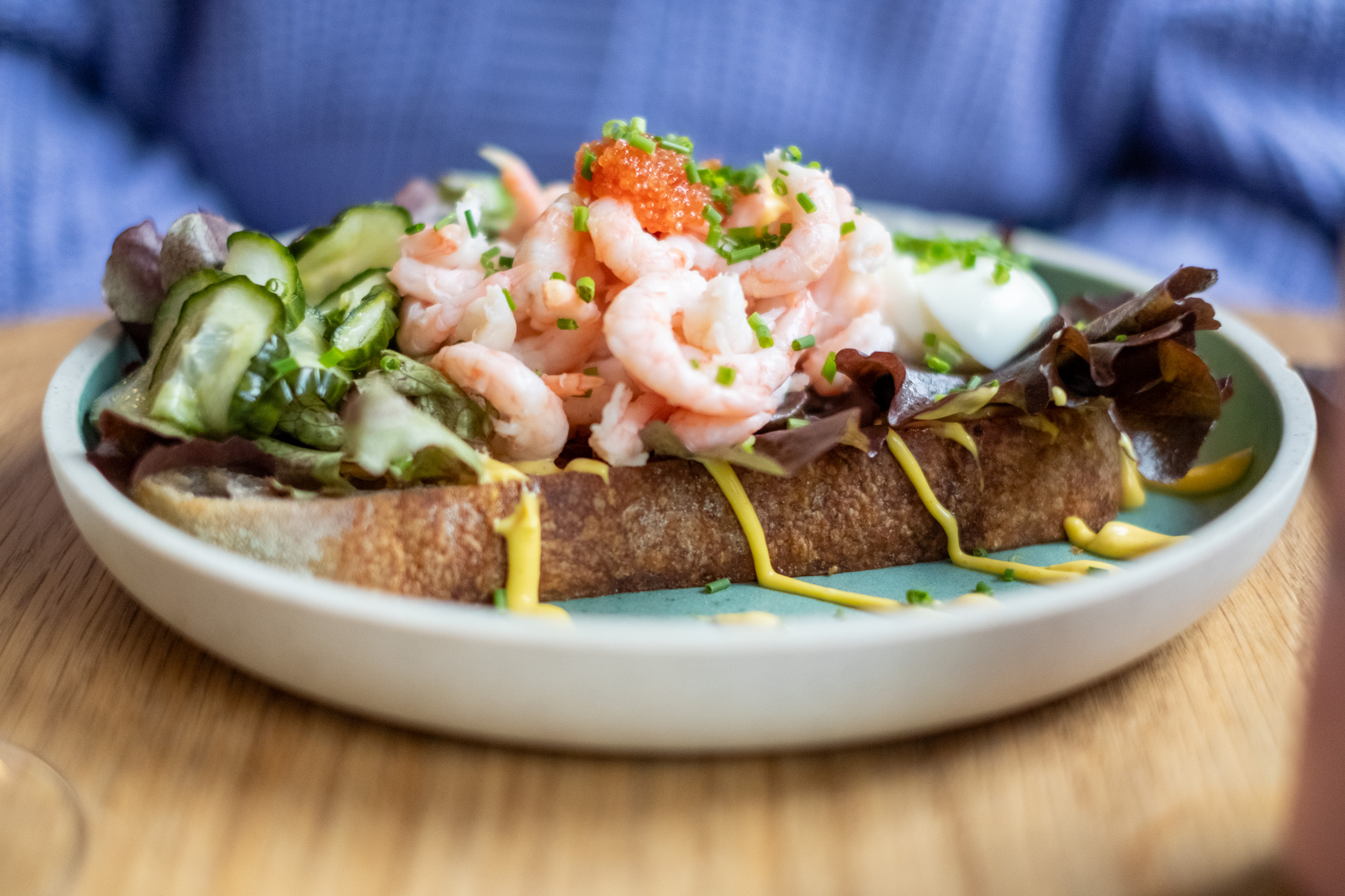 Shrimp open sandwich