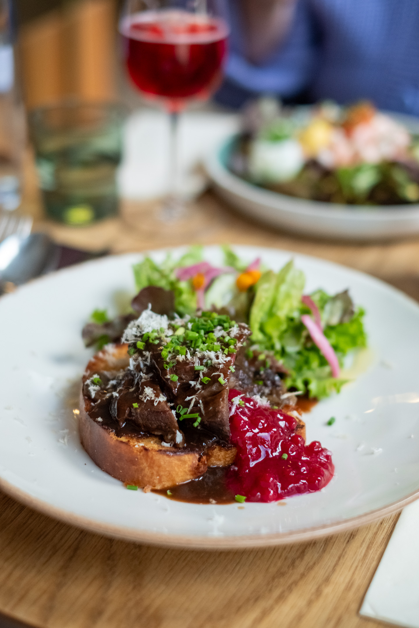 Beef cheeks open sandwich