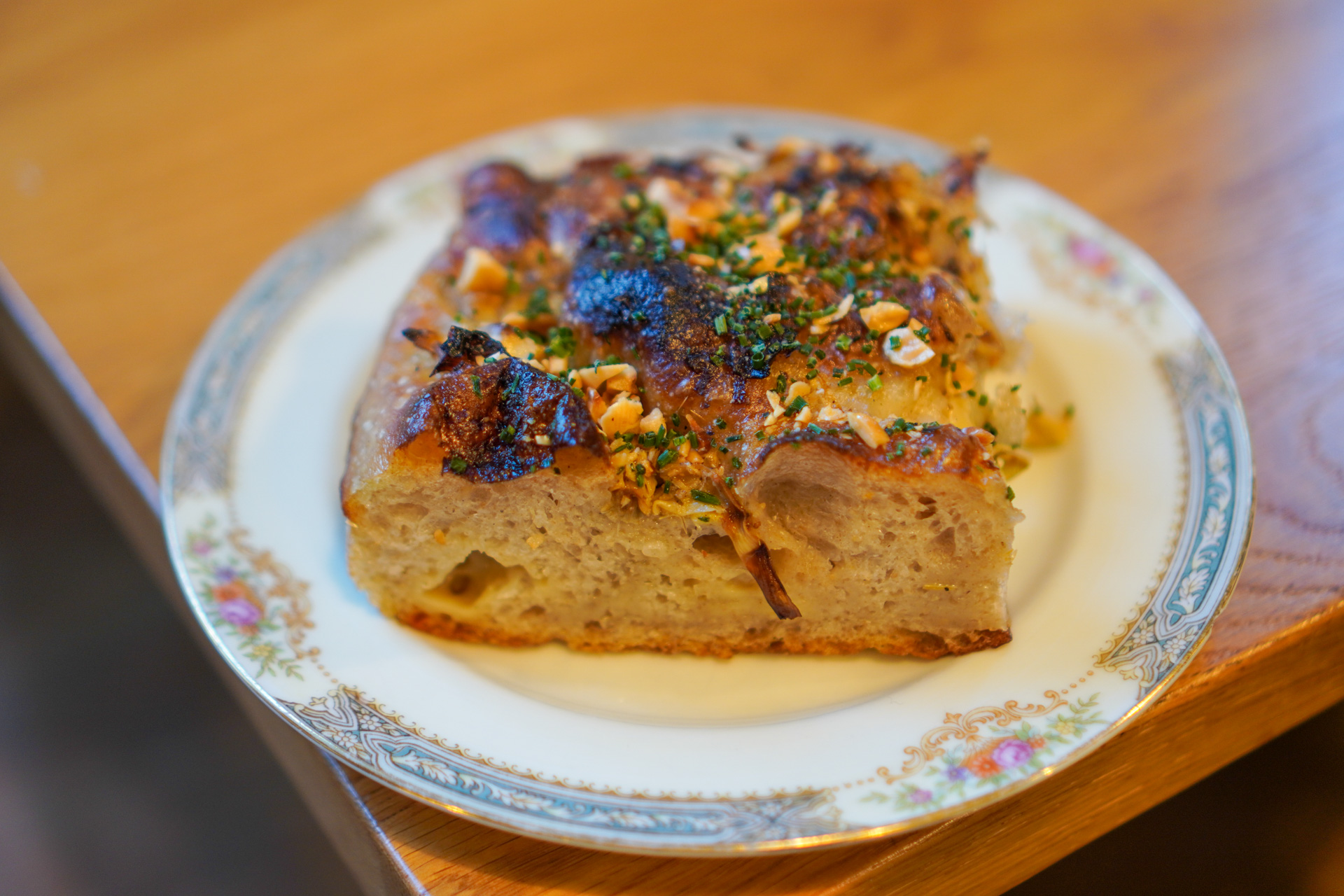 The focaccia is the result of a collaboration between the bakers and the chefs.